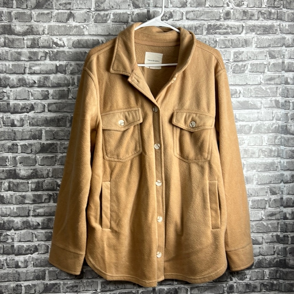 Thread & Supply Camel Button-Down Shacket